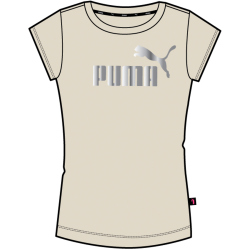 PUMA Ess+ Metallic Logo T-Shirt Damen 89 - alpine snow XS