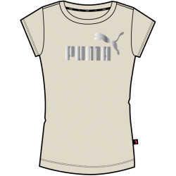 PUMA Ess+ Metallic Logo T-Shirt Damen 89 - alpine snow S