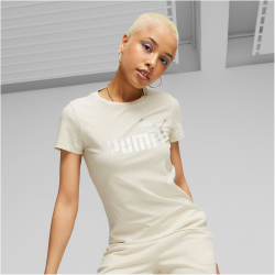 PUMA Ess+ Metallic Logo T-Shirt Damen 89 - alpine snow L