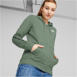 PUMA Essentials Tape Fleece Kapuzenjacke Damen 44 - eucalyptus XS