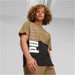 PUMA Power Colorblock T-Shirt Herren 93 - chocolate chip S