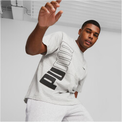 PUMA Power Colorblock T-Shirt Herren 04 - light gray heather XL