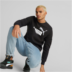 PUMA Ess+ Metallic 2 Col Big Logo Crew Sweatshirt Herren 61 - PUMA black/PUMA white S