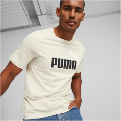PUMA Ess+ Metallic 2 Col Logo T-Shirt Herren 87 - alpine snow L