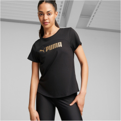 PUMA Fit Logo Ultrabreathe Trainingsshirt Damen 51 - PUMA black/PUMA gold S