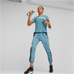 PUMA Fit Logo Ultrabreathe Trainingsshirt Damen 48 - bold blue/speed green XL