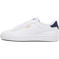 PUMA Smash 3.0 Leder-Sneaker 13 - PUMA white/PUMA navy/PUMA gold 38.5