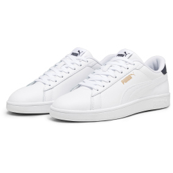 PUMA Smash 3.0 Leder-Sneaker 13 - PUMA white/PUMA navy/PUMA gold 42