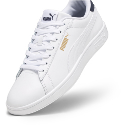 PUMA Smash 3.0 Leder-Sneaker 13 - PUMA white/PUMA navy/PUMA gold 42