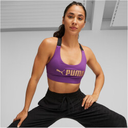 PUMA Mid Impact FIT Sport-BH Damen 99 - purple pop/puma gold XS