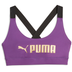 PUMA Mid Impact FIT Sport-BH Damen 99 - purple pop/puma gold S