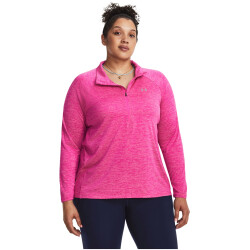 UNDER ARMOUR Tech 1/2-Zip Twist Trainingsshirt Damen 652 - rebel pink/pink elixir/metallic silver 2X