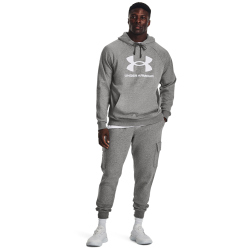 UNDER ARMOUR Rival Fleece Logo Hoodie Herren 025 - castlerock light heather/white 3XL