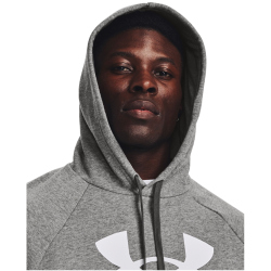 UNDER ARMOUR Rival Fleece Logo Hoodie Herren 025 - castlerock light heather/white 3XL