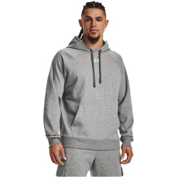 UNDER ARMOUR Rival Fleece Hoodie Herren 025 - castlerock light heather/white 3XL