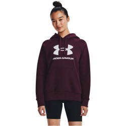 UNDER ARMOUR Rival Fleece Big Logo Hoodie Damen 600 - dark maroon/white XS