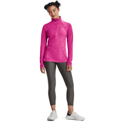 UNDER ARMOUR Tech 1/2-Zip langarm Sweatshirt Damen 652 - rebel pink/pink elixir/metallic silver XS