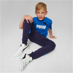 PUMA Ess+ Metallic 2 Col Logo T-Shirt Jungen 48 - racing blue 140