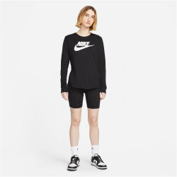 NIKE Sportswear Essentials Logo Langarmshirt Damen 010 - black/white XS