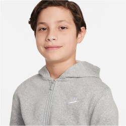 NIKE Sportswear Club Fleece Trainingsanzug Kinder 063 - dk grey heather/white XS (122-128 cm)