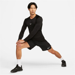 NIKE Pro Dri-FIT Tight langarm Funktionsshirt Herren 010 - black/white S