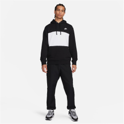 NIKE Club Fleece French Terry Color-Blocked Hoodie Herren 010 - black/white/white L