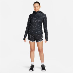 NIKE Swoosh Print Kapuzen-Laufjacke Damen 010 - black/reflective silv XS