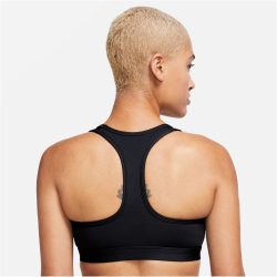 NIKE Swoosh Medium-Support Logo Padded Sport-BH Damen 010 - black/white/black/black XS