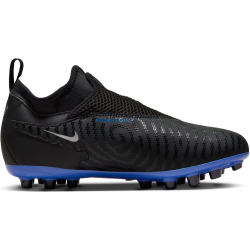 NIKE Jr. Phantom GX Academy AG Kunstrasen-Fu&szlig;ballschuhe Kinder 040 - black/chrome-hyper royal 34