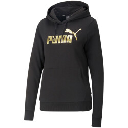 PUMA Ess+ Metallic Logo Hoodie Damen 01 - PUMA black/gold S