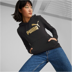 PUMA Ess+ Metallic Logo Hoodie Damen 01 - PUMA black/gold S