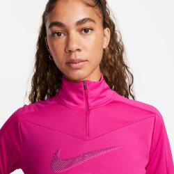 NIKE Dri-FIT Swoosh 1/4-Zip Laufshirt Damen 615 - fireberry/purple ink S
