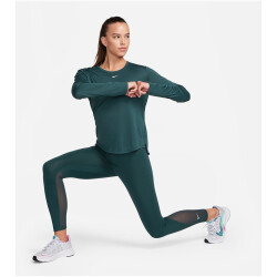 NIKE Dri-FIT One Standard Fit langarm Top Damen 328 - deep jungle/white S