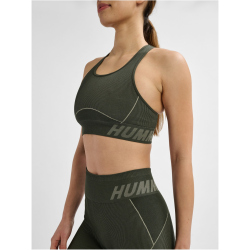 hummel hmlTE CHRISTEL Seamless Sport-Top Damen 6208 - climbing ivy/seagrass melange XS