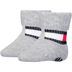 2er Pack TOMMY HILFIGER Flag Baby-Socken 002 - light grey...