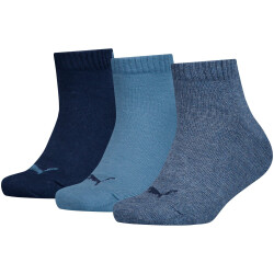 3er Pack PUMA Quarter Socken Kinder 38 - denim blue 23-26