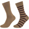 2er Pack camano Soft Stripe Crew Socken Herren 8662 - sepia tint 43-46