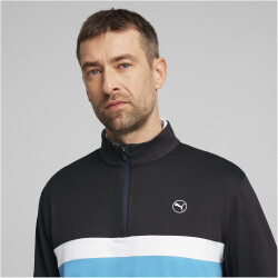 PUMA Pure Colorblock 1/4-Zip Golf-Sweatshirt Herren 03 - PUMA black/aqua blue M