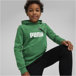 PUMA Ess+ Metallic 2 Col Big Logo Fleece-Hoodie Jungen 76 - archive green 152