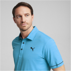 PUMA Cloudspun Haystack Poloshirt Herren 17 - aqua blue heather/puma black heather L