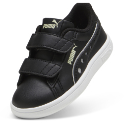 PUMA Smash 3.0 Dance Party Baby-Sneaker mit Klettverschluss 02 - PUMA black/PUMA silver/green illusion 22