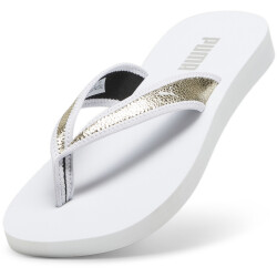PUMA Sandy Flip Metallic Shine Zehentrenner Damen 01 - PUMA white/PUMA gold/PUMA white 35.5