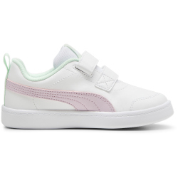 PUMA Courtflex v2 PS Kinder Sneaker mit Klettverschluss 35 - PUMA white/grape mist/fresh mint 30