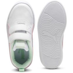 PUMA Courtflex v2 PS Kinder Sneaker mit Klettverschluss 35 - PUMA white/grape mist/fresh mint 32