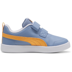 PUMA Courtflex v2 PS Kinder Sneaker mit Klettverschluss 34 - zen blue/clementine/puma white 28