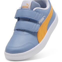 PUMA Courtflex v2 PS Kinder Sneaker mit Klettverschluss 34 - zen blue/clementine/puma white 30