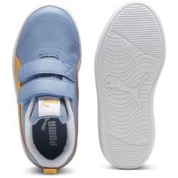 PUMA Courtflex v2 PS Kinder Sneaker mit Klettverschluss 34 - zen blue/clementine/puma white 31