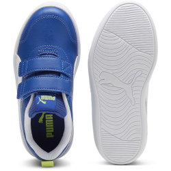 PUMA Courtflex v2 PS Kinder Sneaker mit Klettverschluss 33 - cobalt glaze/puma white/lime pow 30