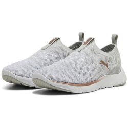 PUMA Softride Remi Slip-on Knit Laufschuhe Damen 02 - ash gray/puma white/rose gold 40.5