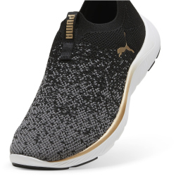 PUMA Softride Remi Slip-on Knit Laufschuhe Damen 01 - PUMA black/PUMA gold/cool dark gray 40.5